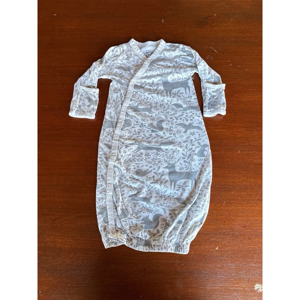 cambria baby 0-3 month woodland animal organic cotton baby gown